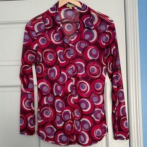 Petit Pois Red and Purple Geometric Button Down Shirt
